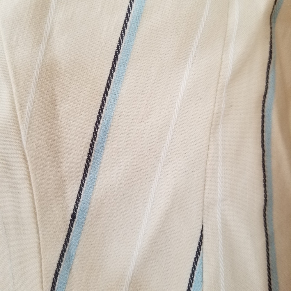 LOFT Linen Blend Cream Striped Cropped Blazer 2 NWT - Picture 7 of 15